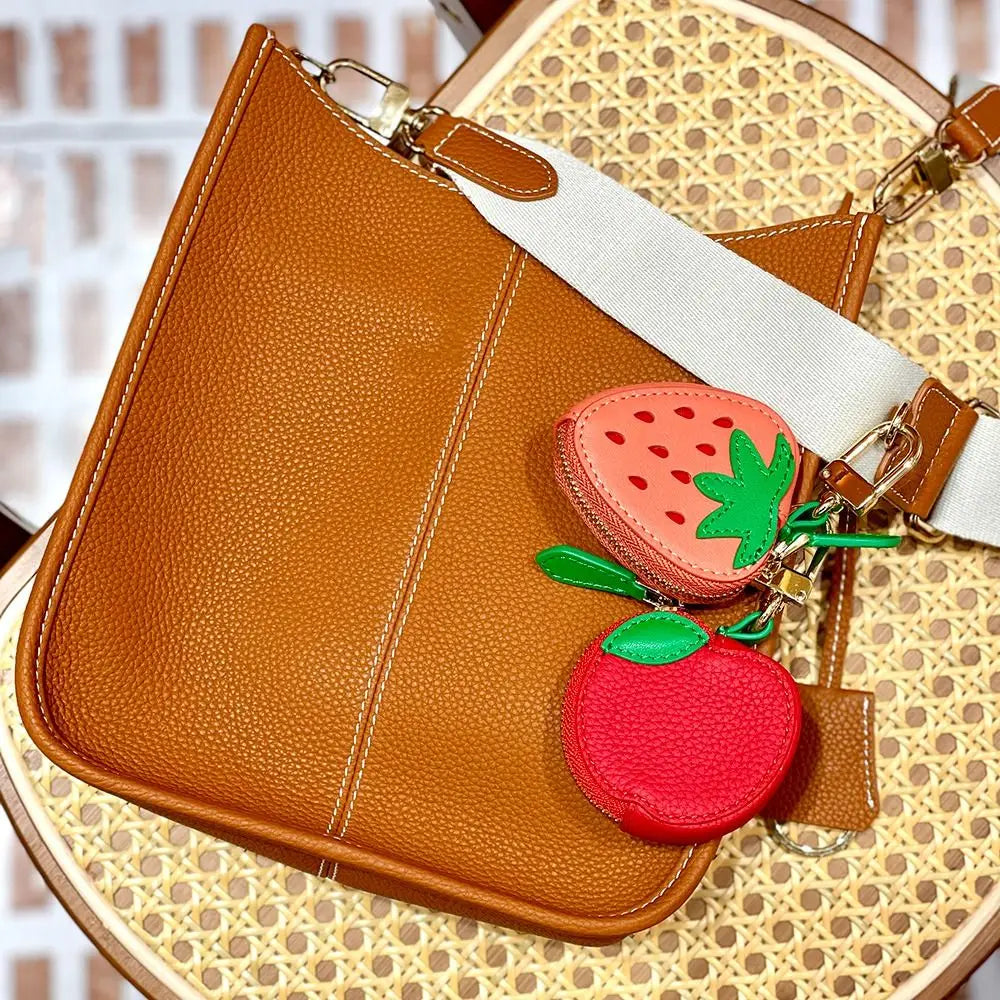 Fruit Shape Coin Purse - Cherry, Strawberry, Cute PU Leather Pendant Bags - Korean Style Keychain - Earphone Bag - Mini Storage Bag