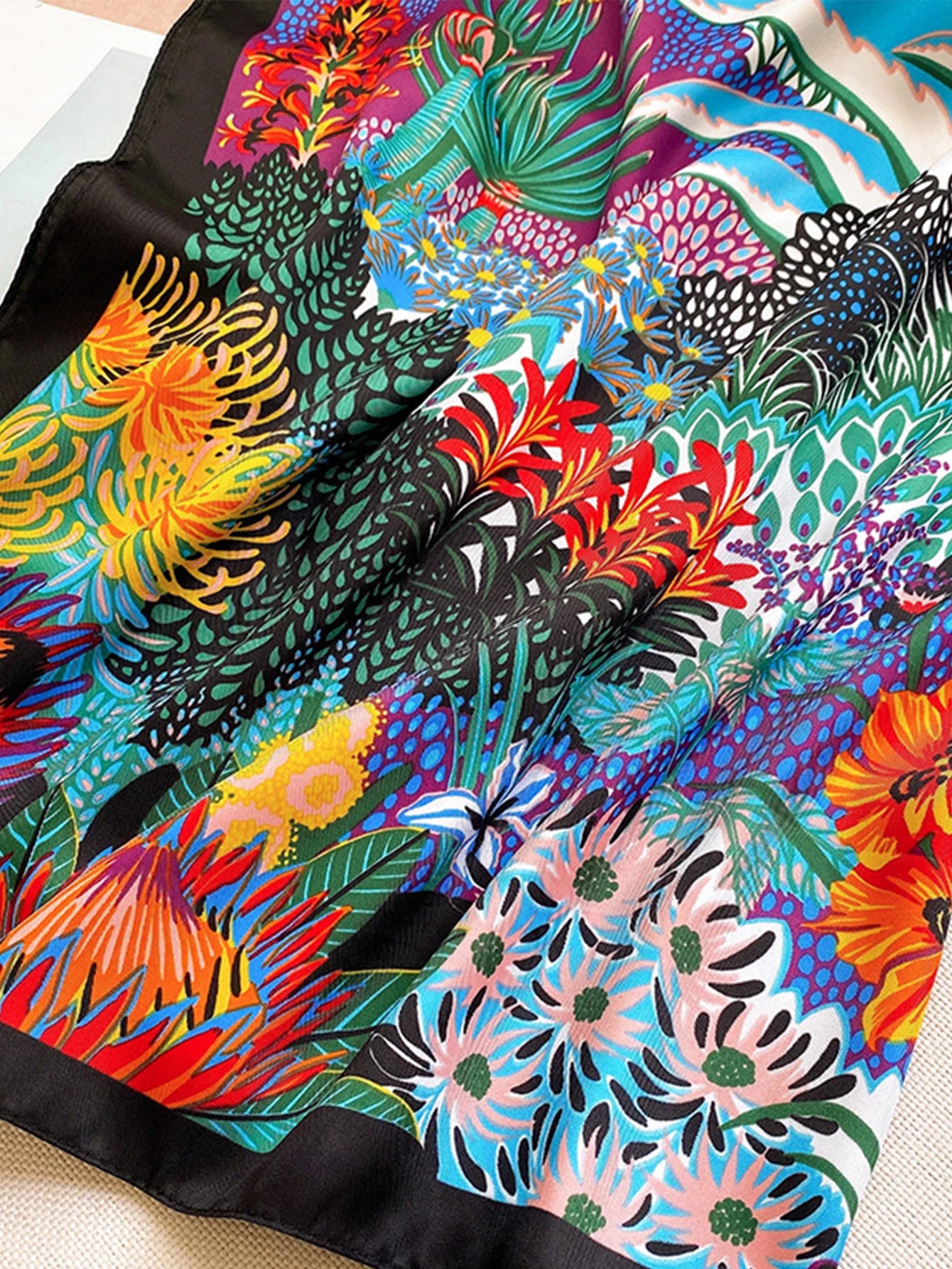 Luxury Brand Square Silk Scarf - Satin Print - Hijab - Scarves - Bandana - Female Shawl Wrap - Headband - Foulard 90x90 cm