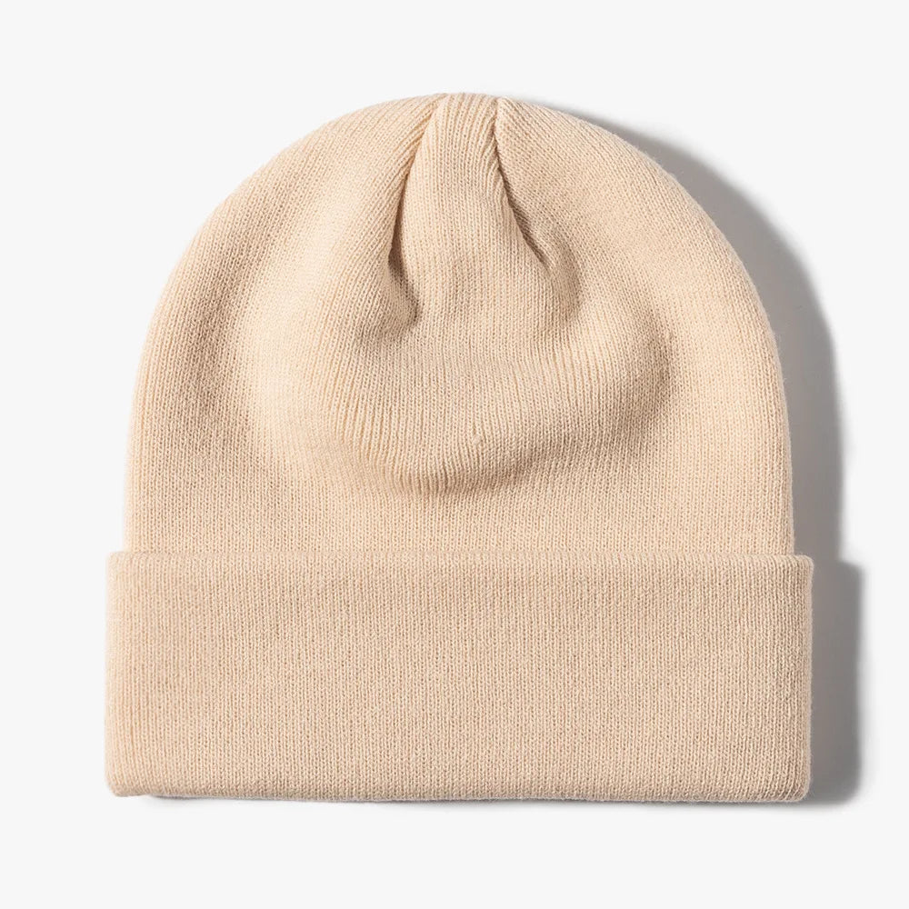 Personalized Custom Logo Knitted Hat - Solid Color Unisex Skull Beanies Cap - Men's and Women's Warm Hats