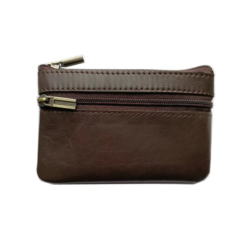Vintage Crazy Horse Leather Men's Coin Purse Genuine Leather Zipper Coin Wallet Retro Key Holder Small Money Bag