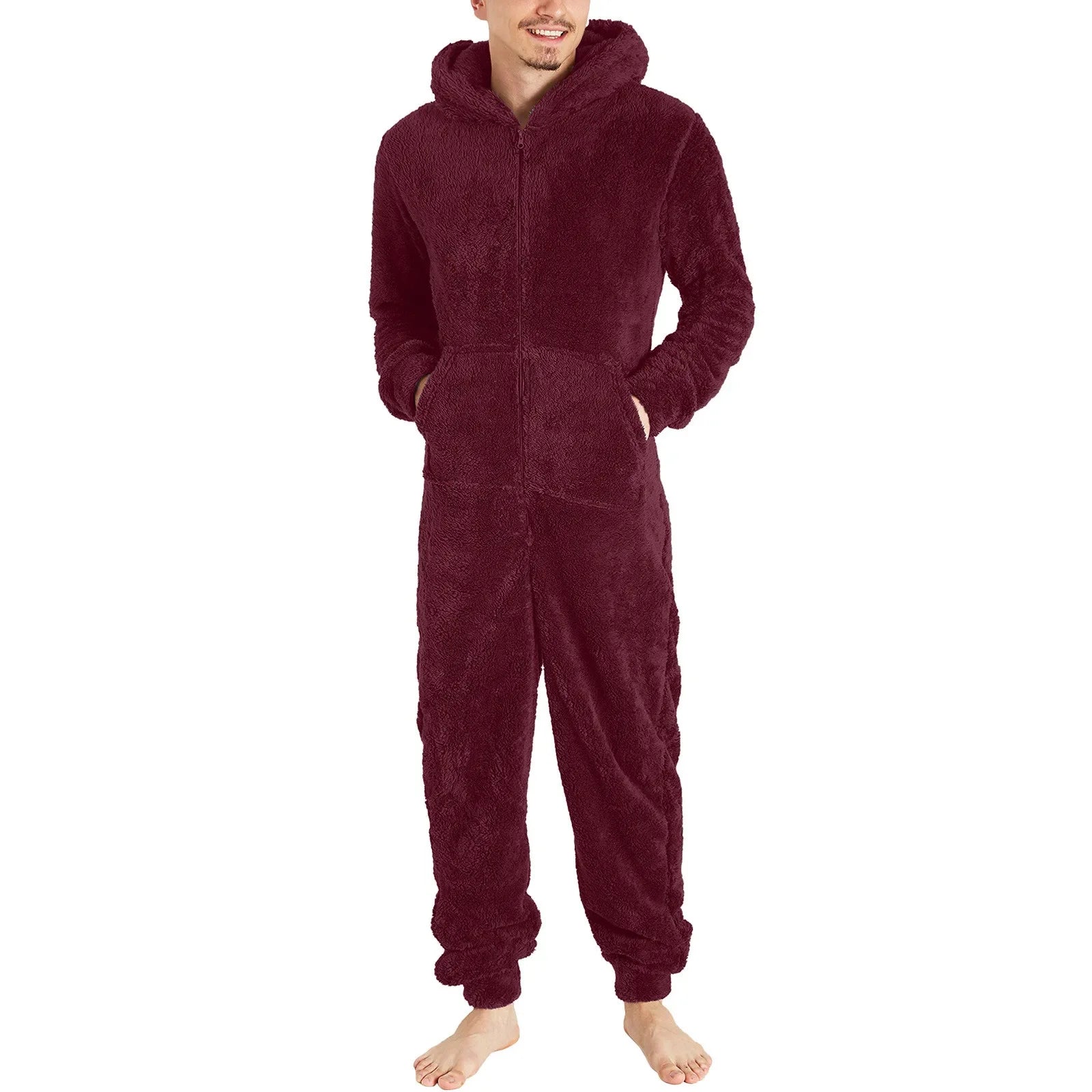 Men's Sleepwear Jump Suit - Plush Thermal One-piece Pajamas