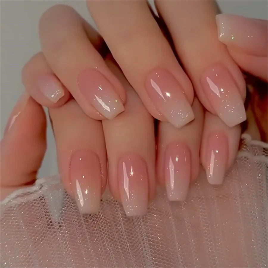 24 Pcs - Solid Color Wine Red Design Press on Nail Short Square False Nails Simple Detachable Finished Full Cover Nail Tips