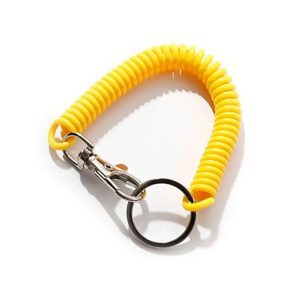 1-3 Pcs - 18cm Spiral Elastic Spring Rope Keychain - Key Ring Metal Carabiner for Anti-lost Ant-theft Phone, Wallet - Spring Key Cord Clasp Hook