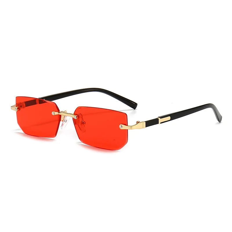 Retro Fashion Rimless Sunglasses - Classic Small Square Shades