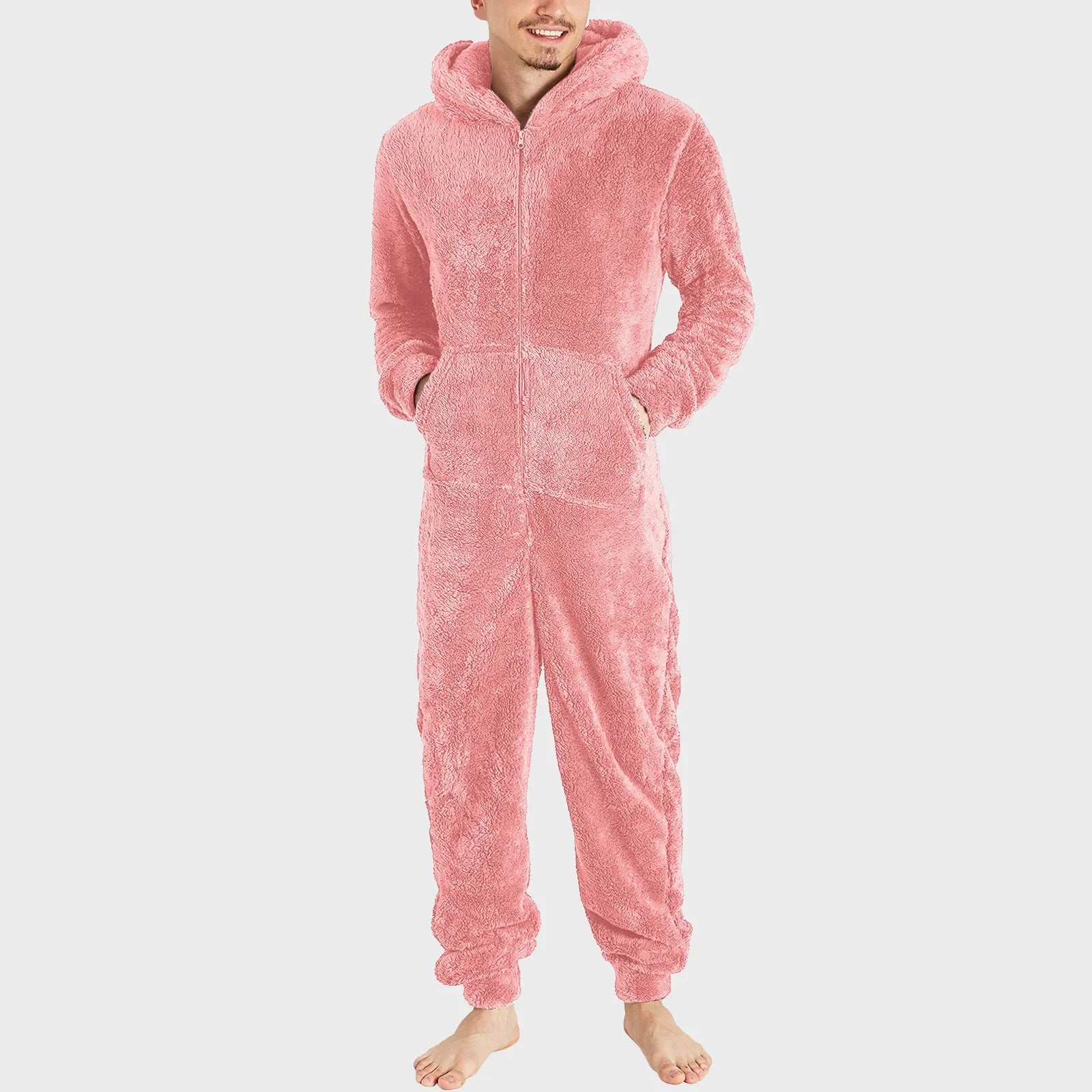 Men's Sleepwear Jump Suit - Plush Thermal One-piece Pajamas