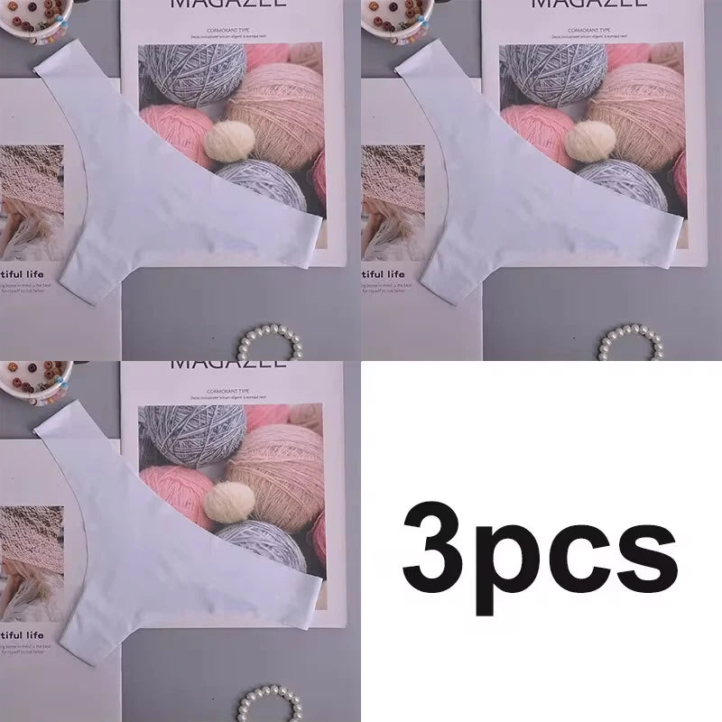 3 pairs - Women's Panties - Ice Silk Underwear Low Waist V-Waist Briefs Cotton Crotch Breathable Quick-Drying Sports Underwear