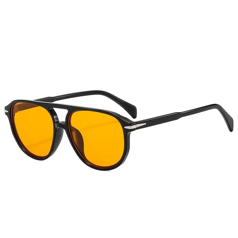 Retro Double Bridges Pilot Men's Rivets Sunglasses