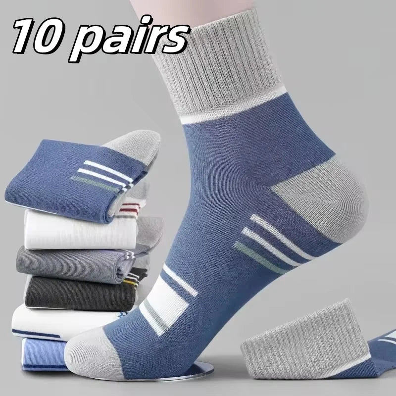14 - 10 - 5 - 4 - 3 pairs - Men's Crew, Quarter Crew, and Ankle Socks Cotton Socks for All Seasons - Solid Color and Versatile