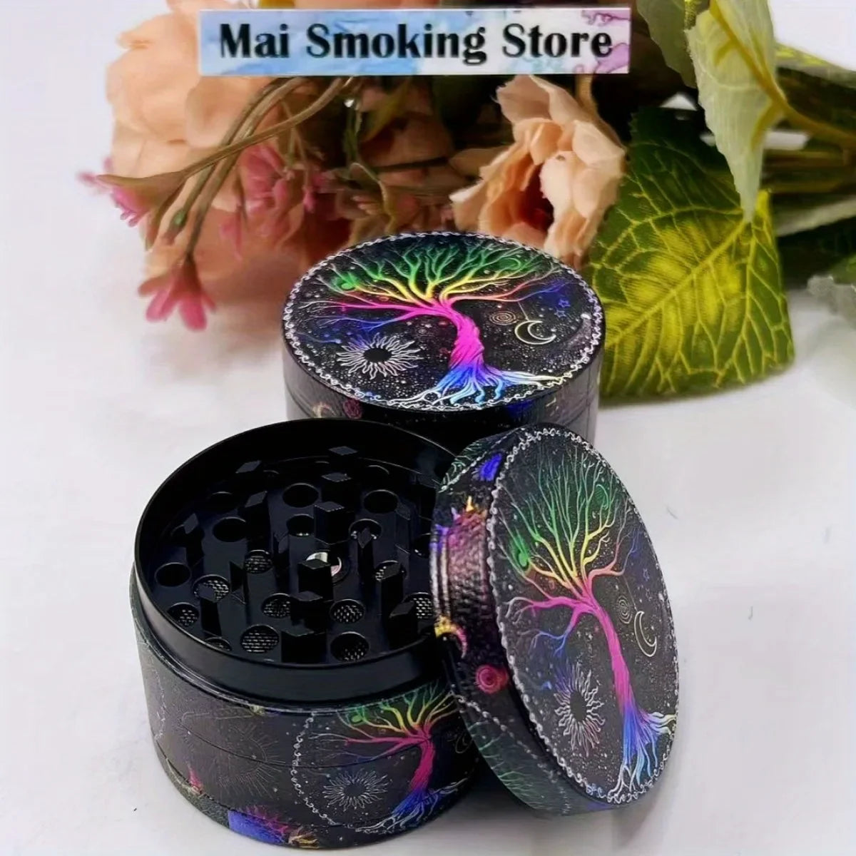 2/2.5 inch Boho Tree Metal 4-Layer Herb Grinder