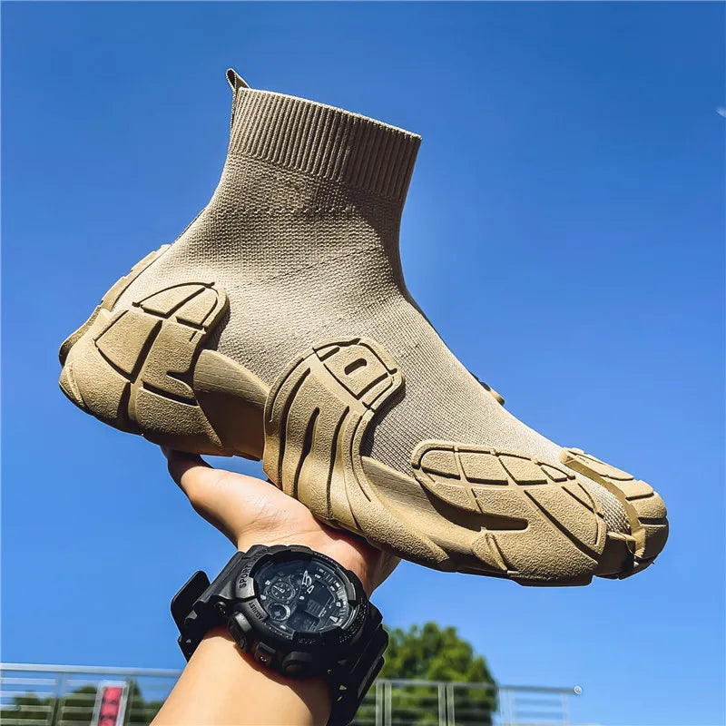 Men's Casual Boots - Designer Soft Sneakers - Slip-On Flat Lightweight Walking Sport Shoes