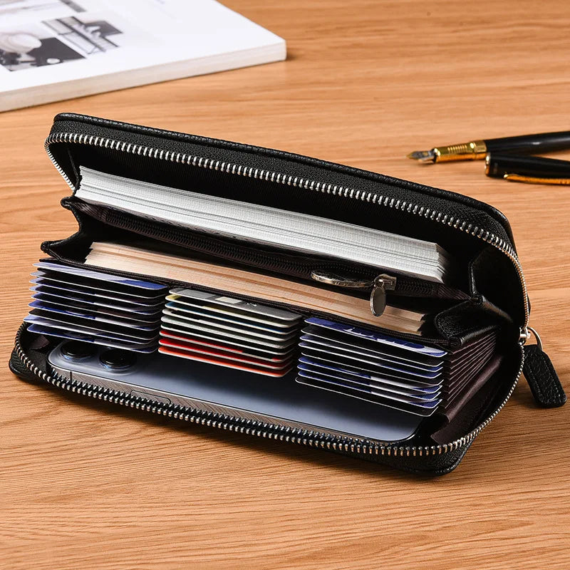 36 Slots Wallet - Split - Solid Man Purse - Business Credit Card Holder - RFID Blocking - Anti-Theft Phone Bag