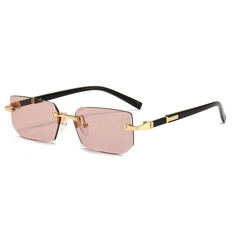 Retro Fashion Rimless Sunglasses - Classic Small Square Shades