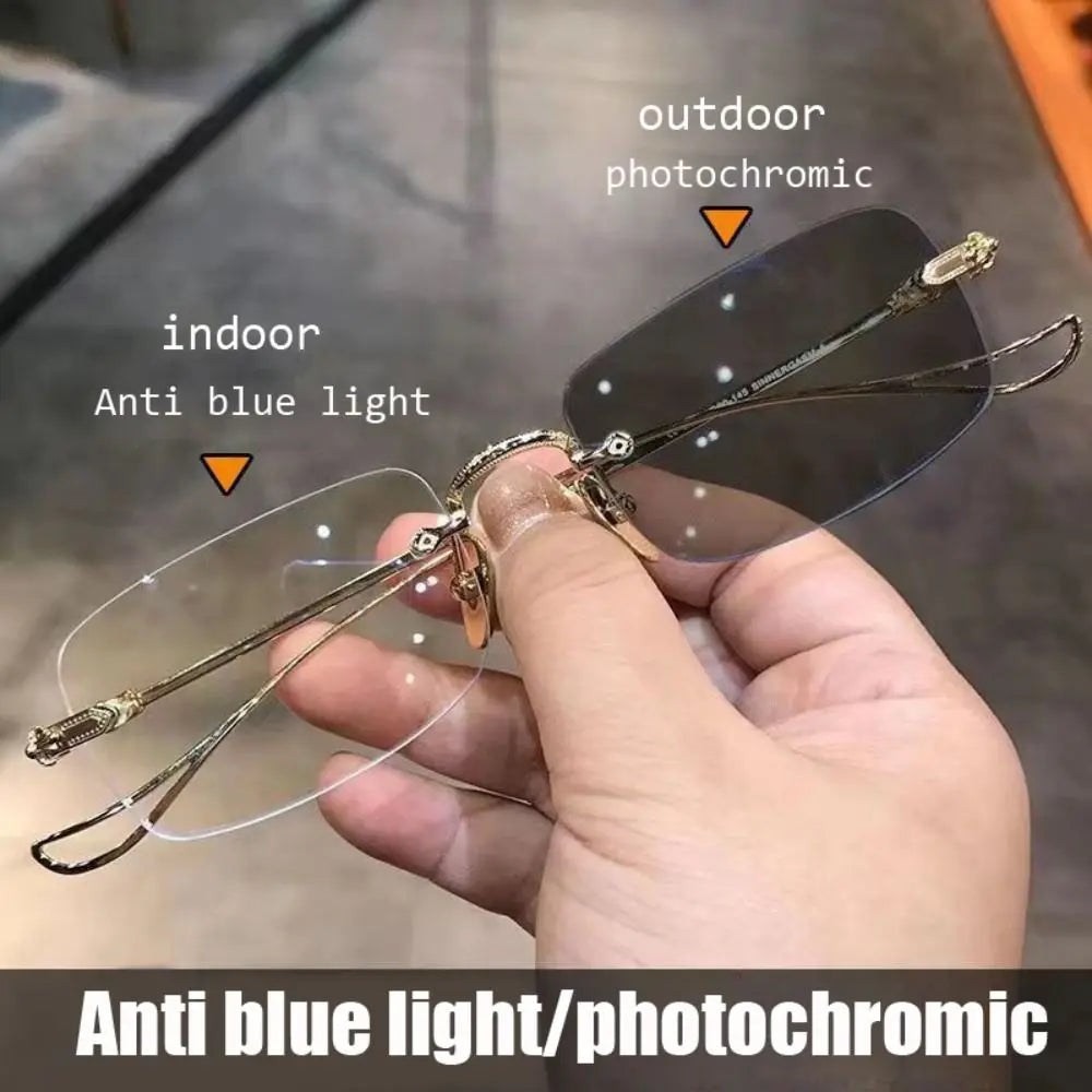Blue Ray Blocking, Anti-Blue Light Glasses - Ultralight Eye Protection - Computer Goggles - Metal Photochromic Sunglasses for Men and Women