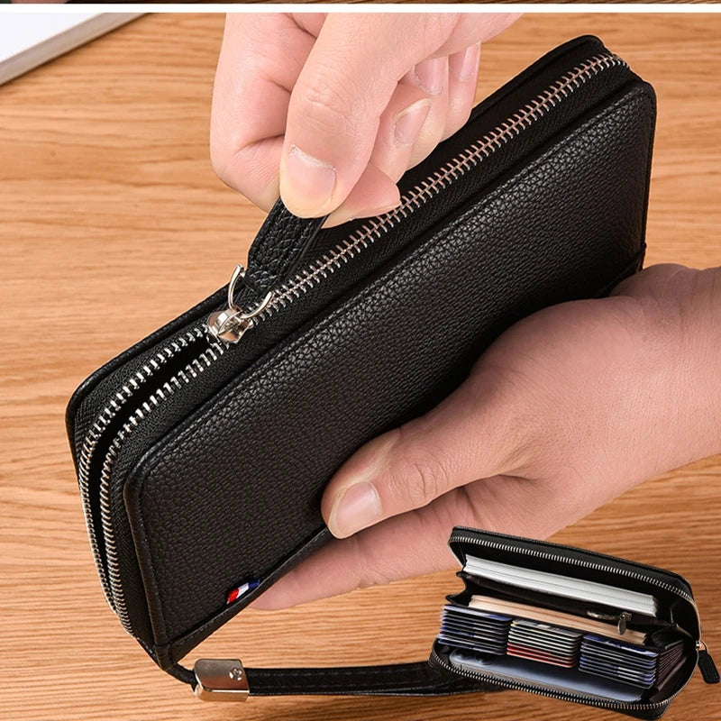 36 Slots Wallet - Split - Solid Man Purse - Business Credit Card Holder - RFID Blocking - Anti-Theft Phone Bag