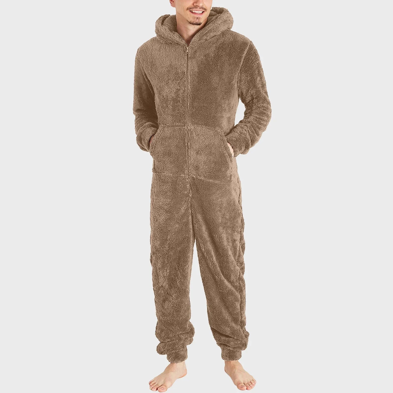 Men's Sleepwear Jump Suit - Plush Thermal One-piece Pajamas