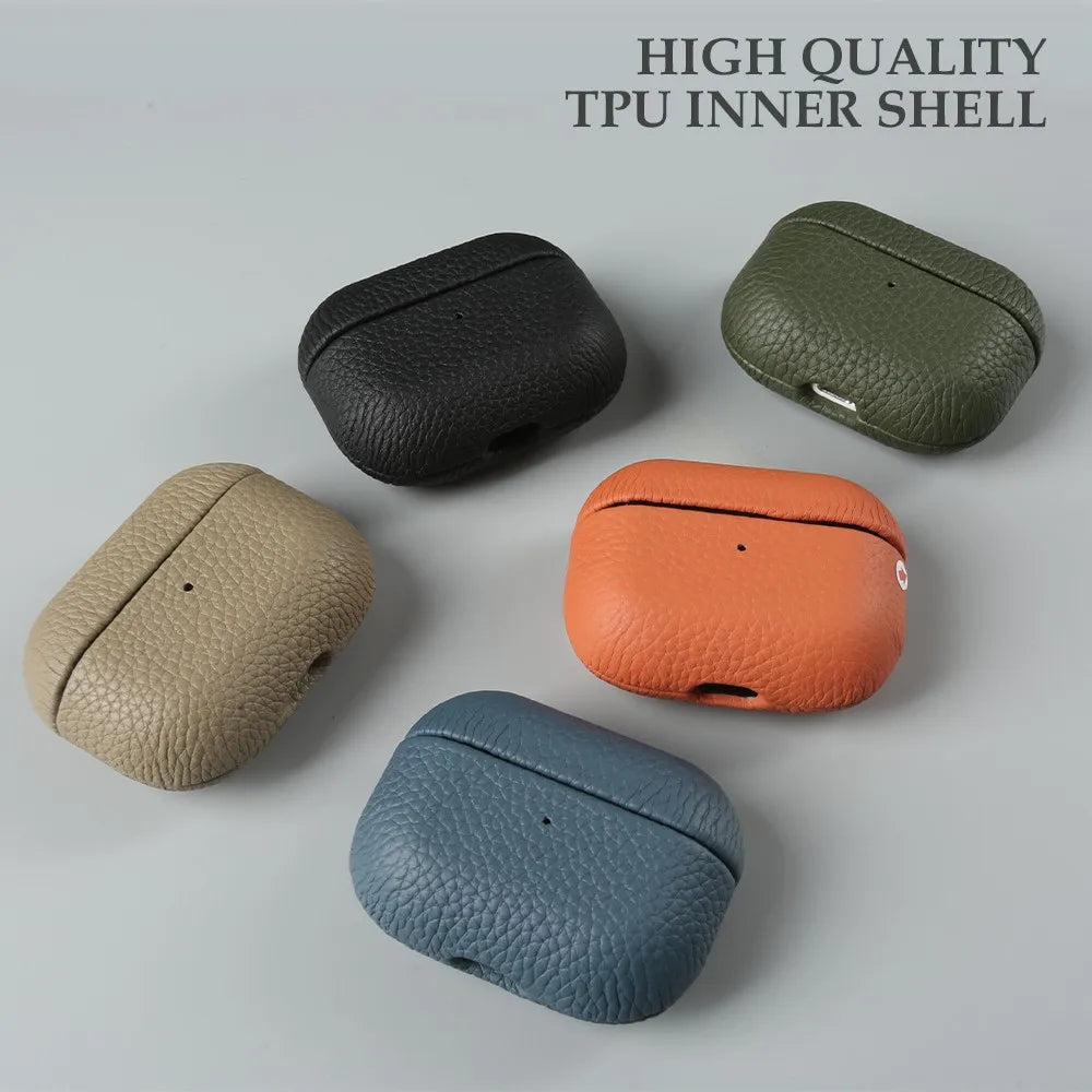 Genuine Leather Case For Airpods 4, 3, 2, 1 Pro - Luxury Handmade Wireless Bluetooth Earphone Box Protective Shell