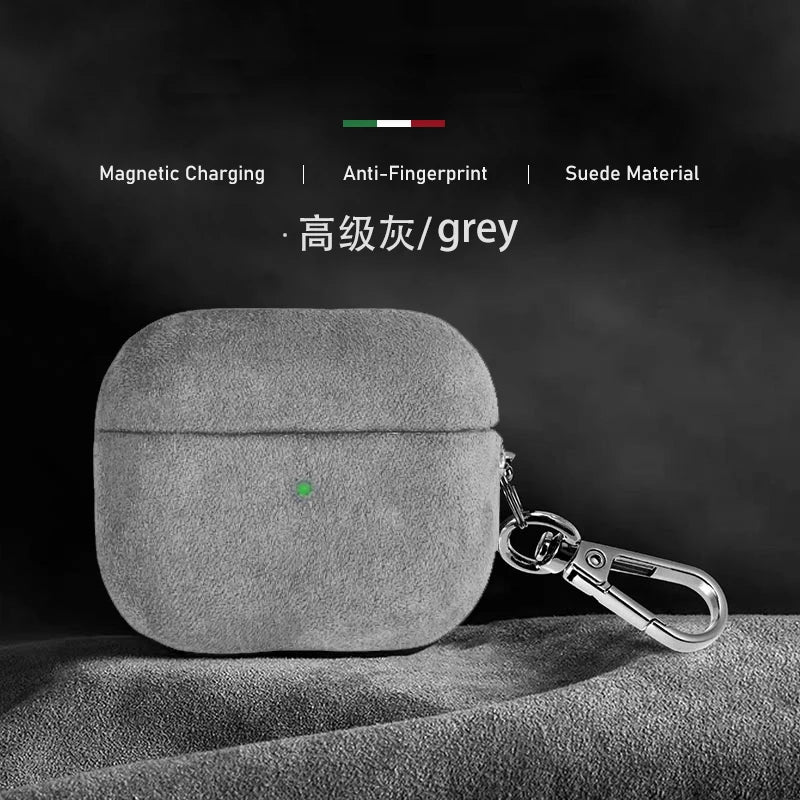 Luxury Italian Suede Leather Headphone Case for AirPods 4, 3, 2, 1 - Supercar Material - Wireless Charge Earphone Case