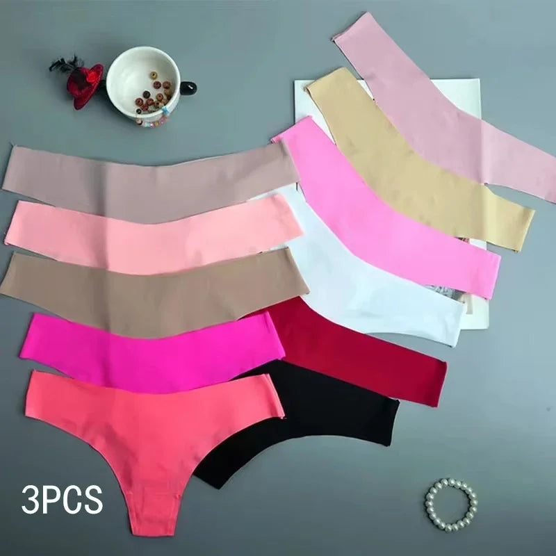 3 pairs - Women's Panties - Ice Silk Underwear Low Waist V-Waist Briefs Cotton Crotch Breathable Quick-Drying Sports Underwear