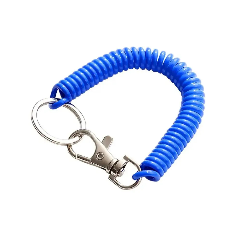 1-3 Pcs - 18cm Spiral Elastic Spring Rope Keychain - Key Ring Metal Carabiner for Anti-lost Ant-theft Phone, Wallet - Spring Key Cord Clasp Hook