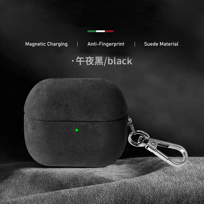 Luxury Italian Suede Leather Headphone Case for AirPods 4, 3, 2, 1 - Supercar Material - Wireless Charge Earphone Case