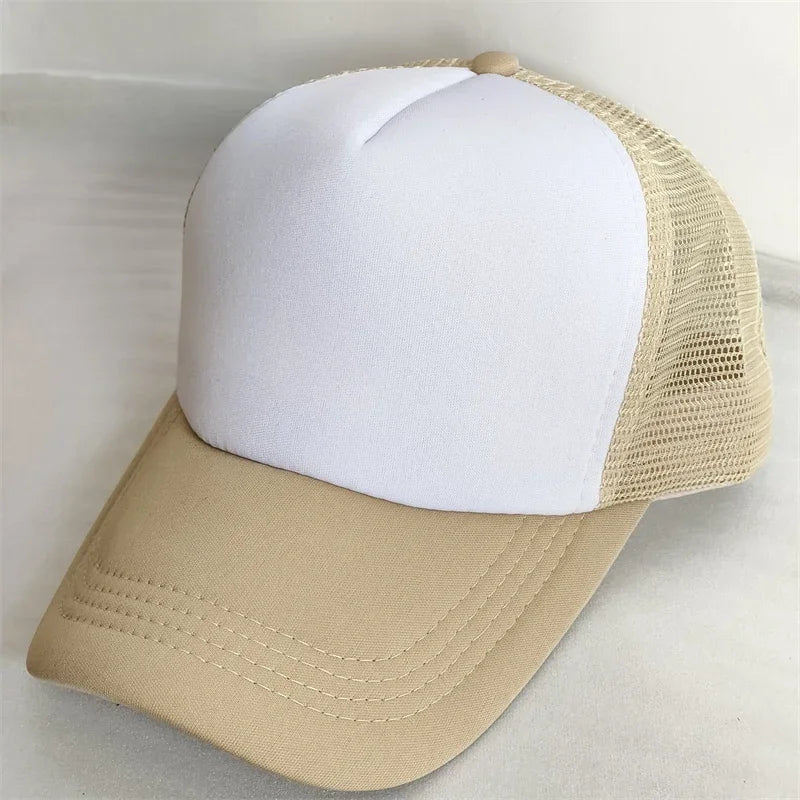 Customize Trucker Cap Unisex - Heat Transfer Logo - Mesh Caps - Summer Adjustable Foam Trucker Hat