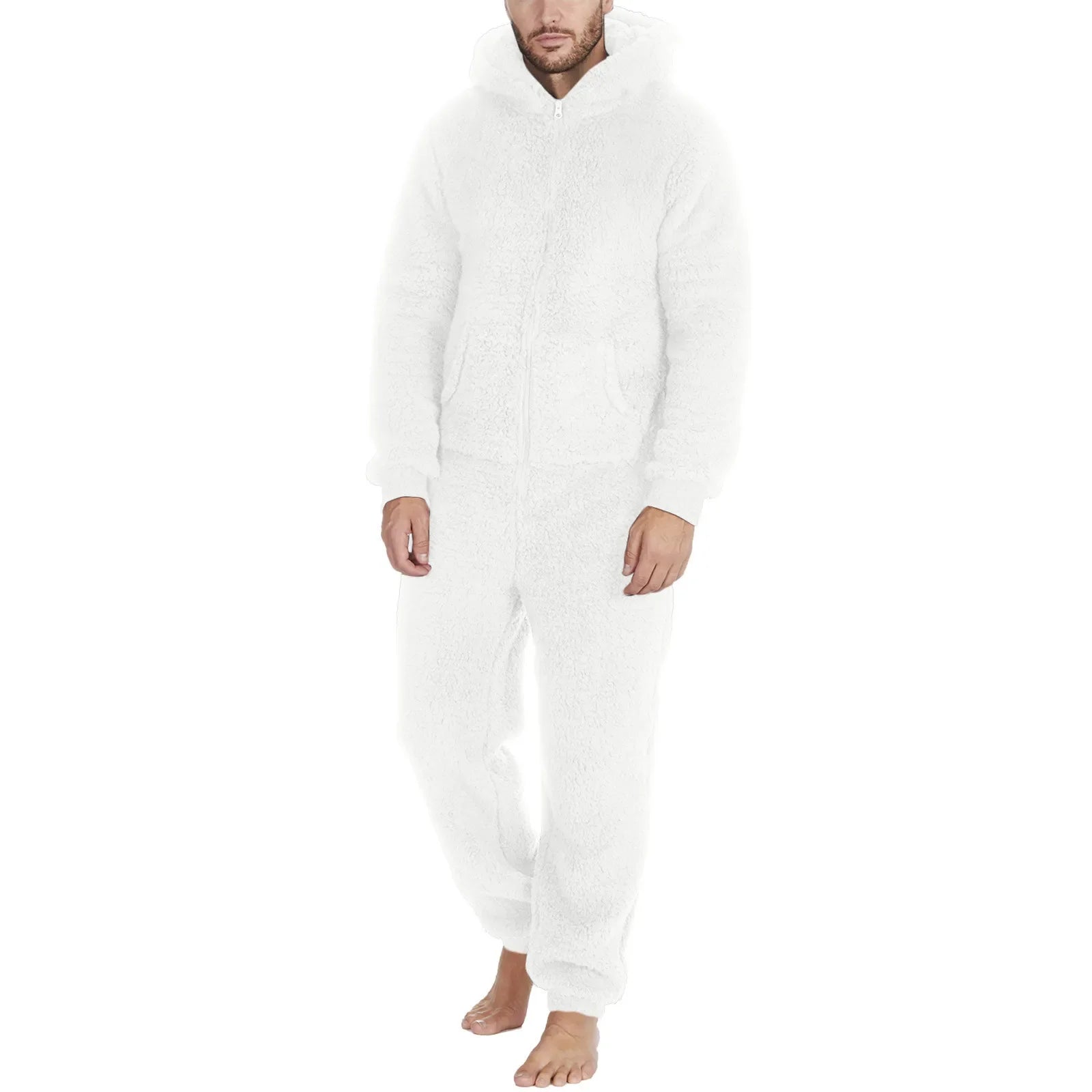 Men's Sleepwear Jump Suit - Plush Thermal One-piece Pajamas