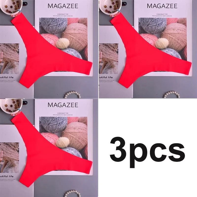 3 pairs - Women's Panties - Ice Silk Underwear Low Waist V-Waist Briefs Cotton Crotch Breathable Quick-Drying Sports Underwear