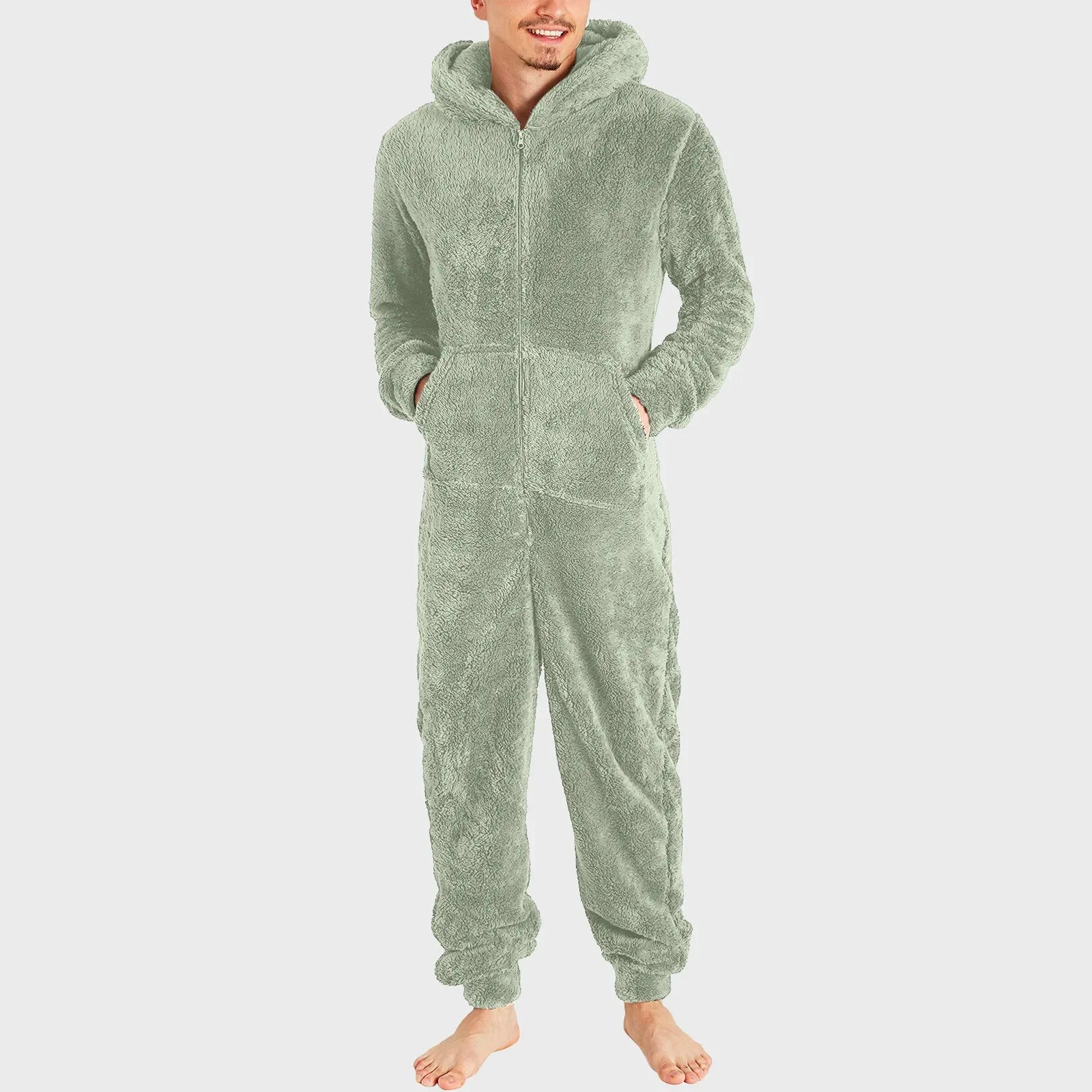 Men's Sleepwear Jump Suit - Plush Thermal One-piece Pajamas