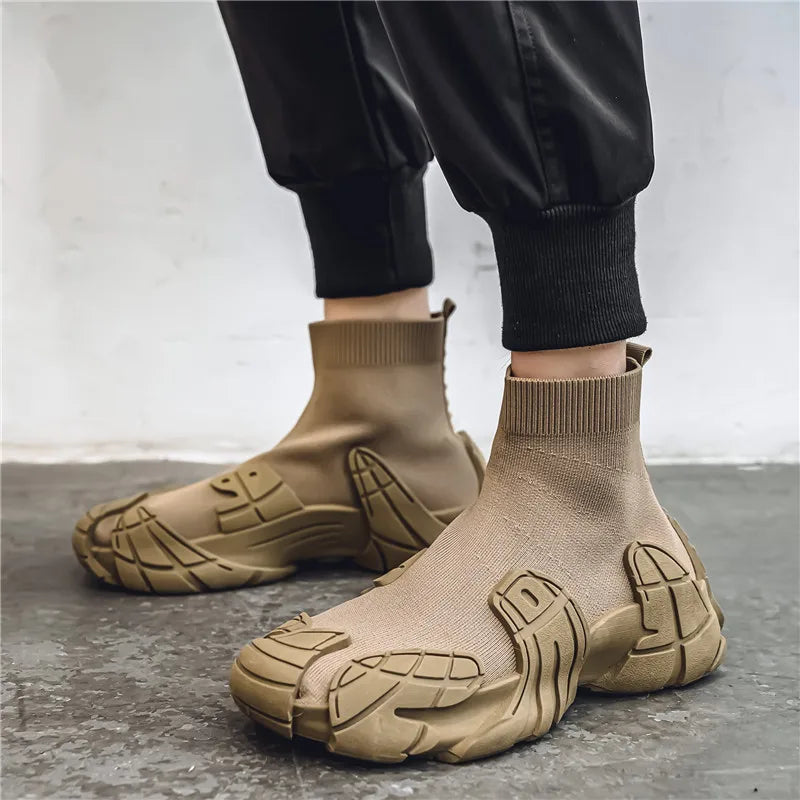 Men's Casual Boots - Designer Soft Sneakers - Slip-On Flat Lightweight Walking Sport Shoes