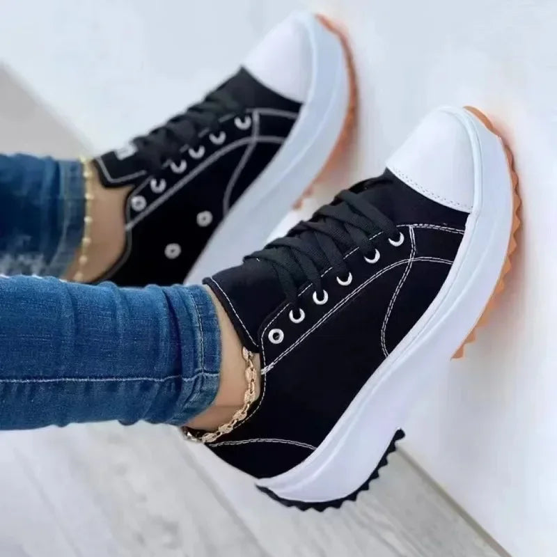 Women's Casual Single Shoes - Round Head Canvas Solid Color Low Top Women's Shoes
