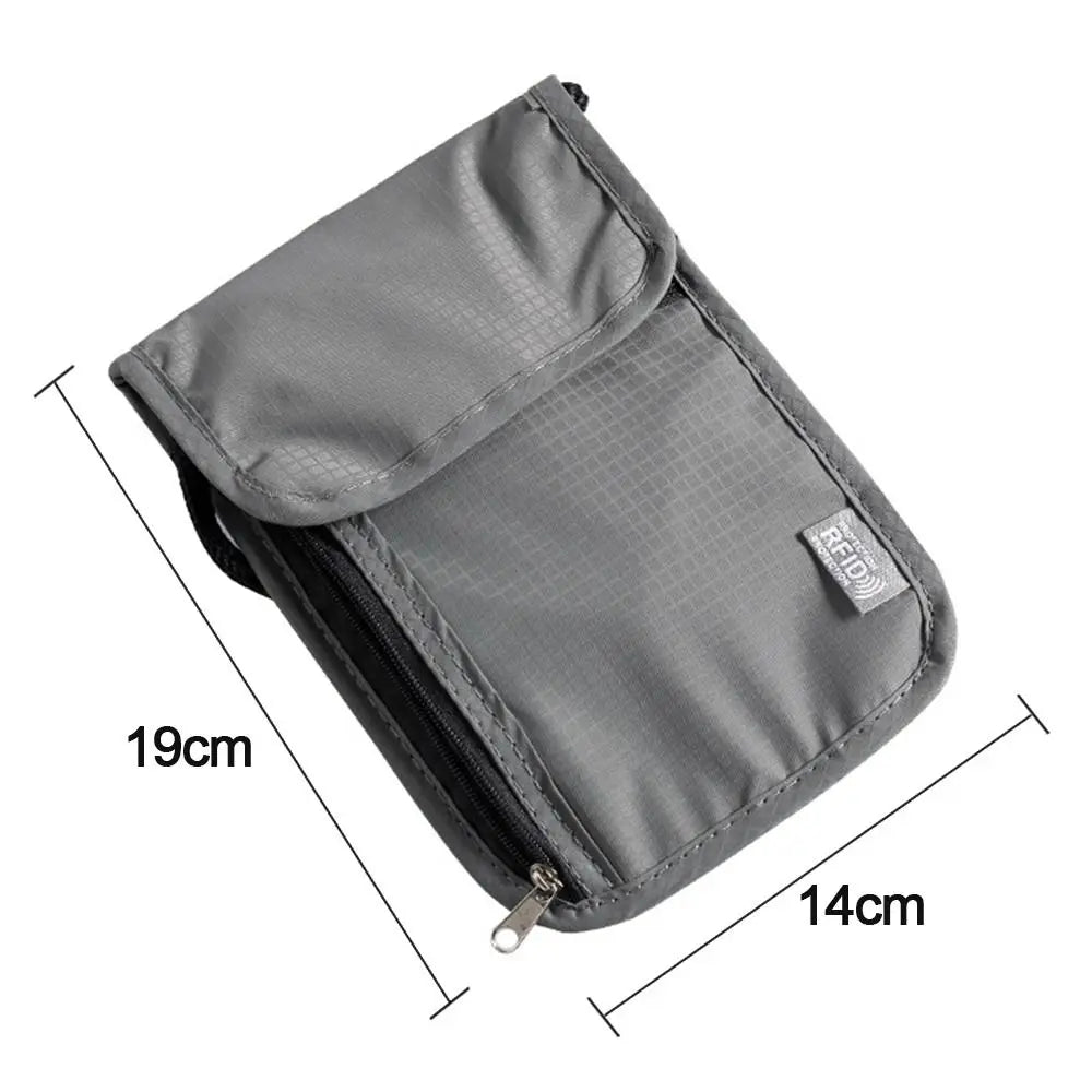 Water-resistant RFID Nylon Storage Pouch - Travel Document Card, Passport Neck Bag Wallet - Money, Document, Card, Passport, Pouch