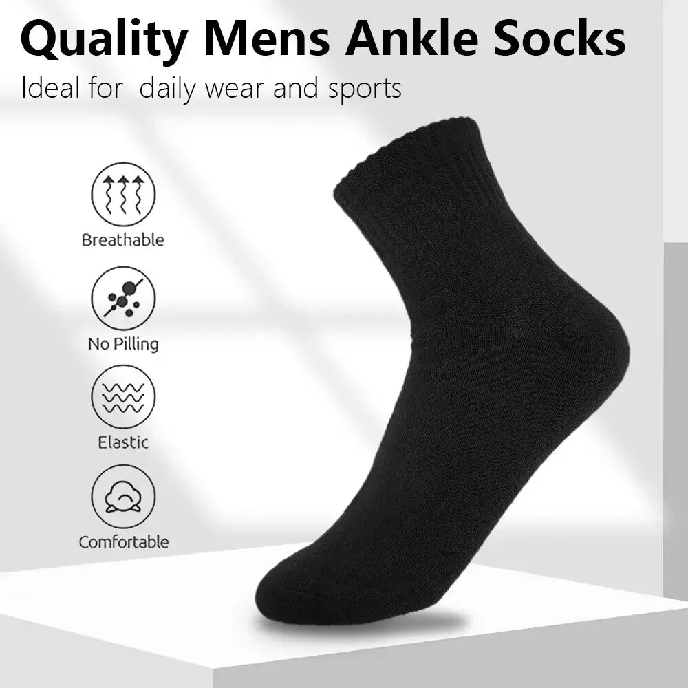 14 - 10 - 5 - 4 - 3 pairs - Men's Crew, Quarter Crew, and Ankle Socks Cotton Socks for All Seasons - Solid Color and Versatile