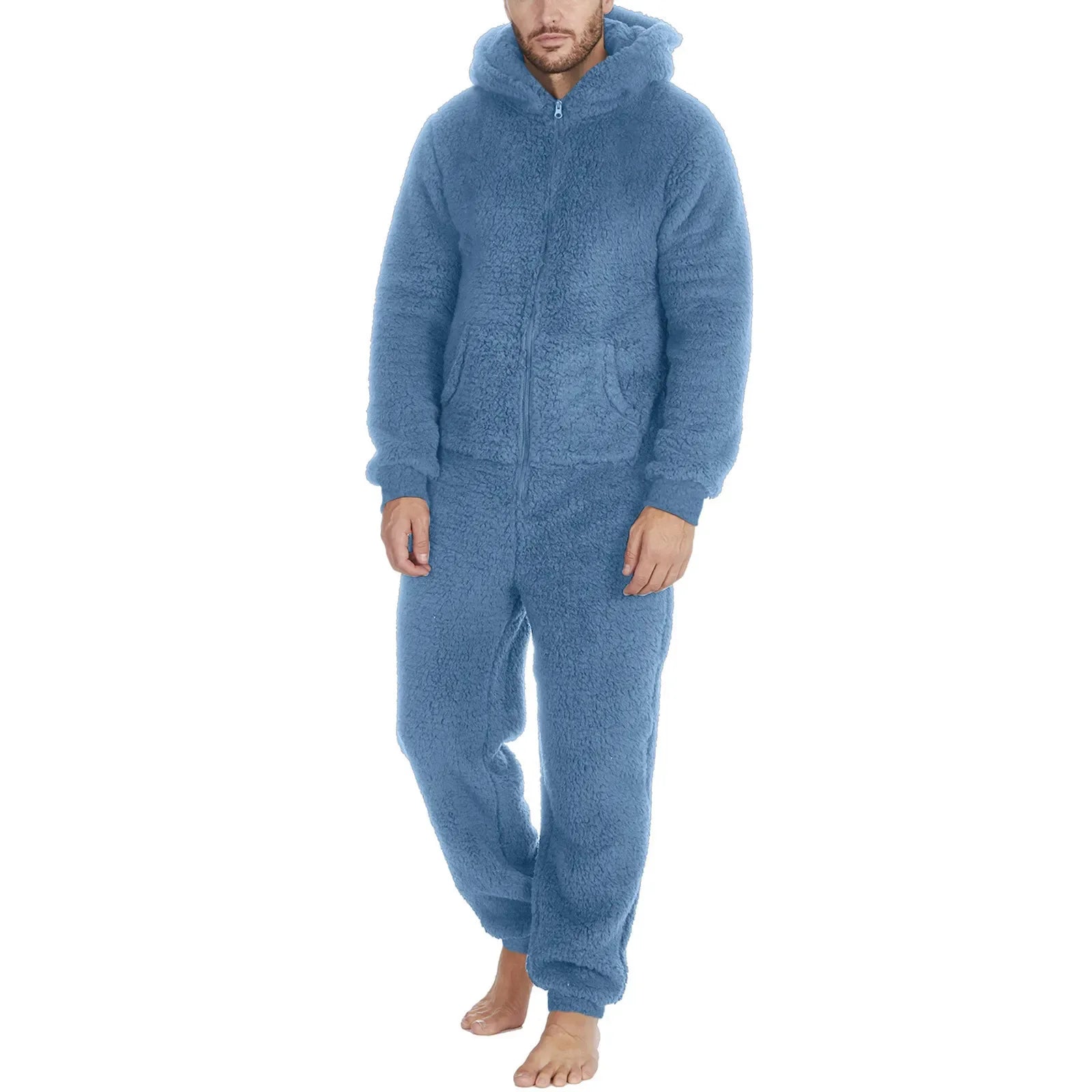 Men's Sleepwear Jump Suit - Plush Thermal One-piece Pajamas
