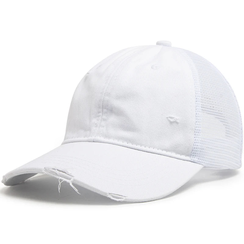 Outdoor Mesh Baseball Cap - Summer Casual - Washed - Sun Visor - Hip Hop Cap Adjustable For Snapback