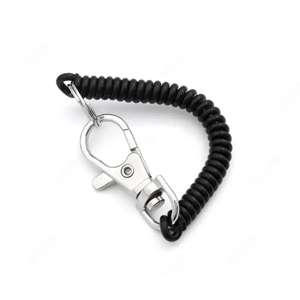 1-3 Pcs - 18cm Spiral Elastic Spring Rope Keychain - Key Ring Metal Carabiner for Anti-lost Ant-theft Phone, Wallet - Spring Key Cord Clasp Hook