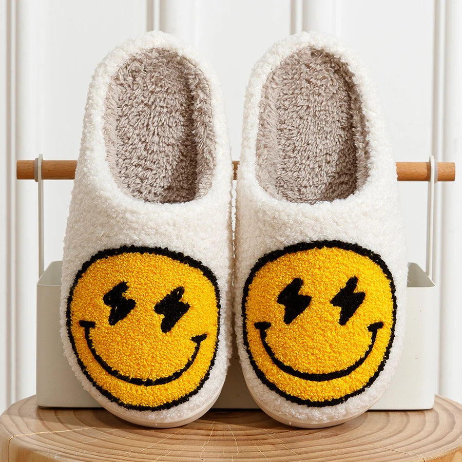 Women's Cute Lightning Smiley Face House Slippers