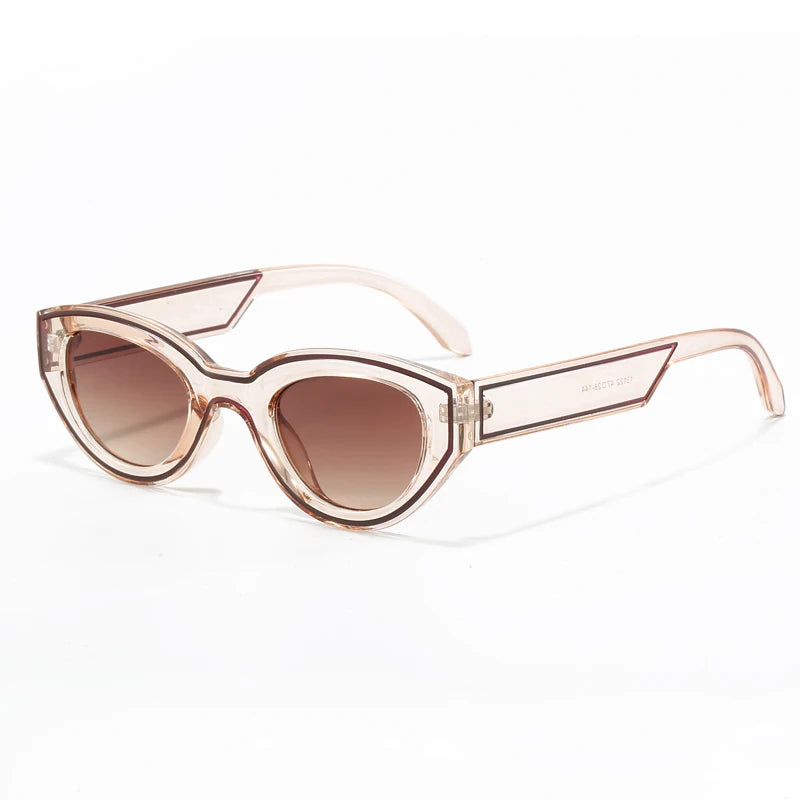 New Trendy Polygon Women Sunglasses Vintage Gradient Candy Color Shades Cat Eye Brand Designer Travelling Eyewear UV400