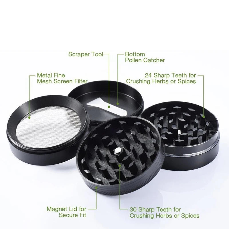 Mini Metal Herb Grinders - 4 Layers 63 mm - Zinc Alloy Tobacco Dry Herbal Grass Grinder
