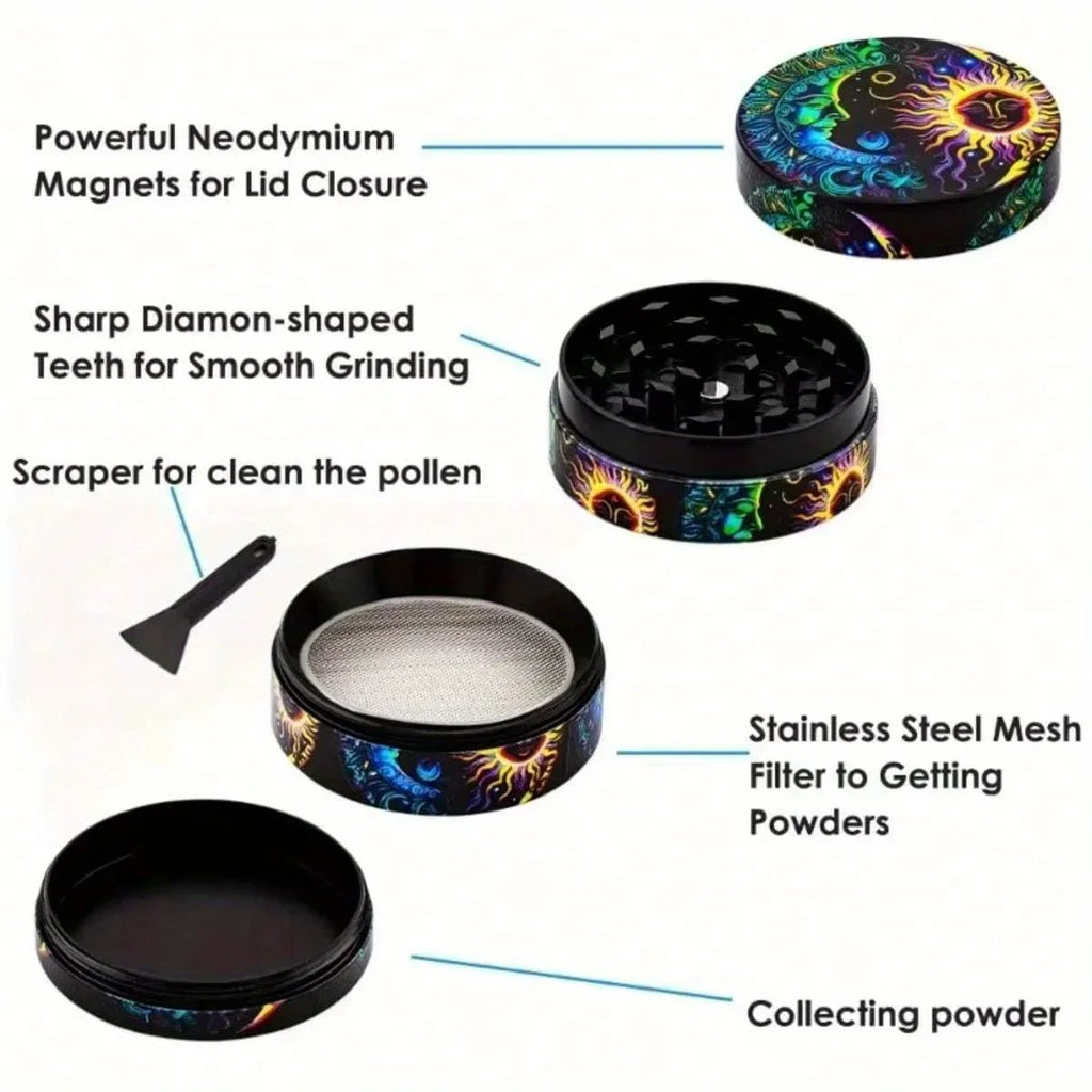 2/2.5 inch Boho Tree Metal 4-Layer Herb Grinder