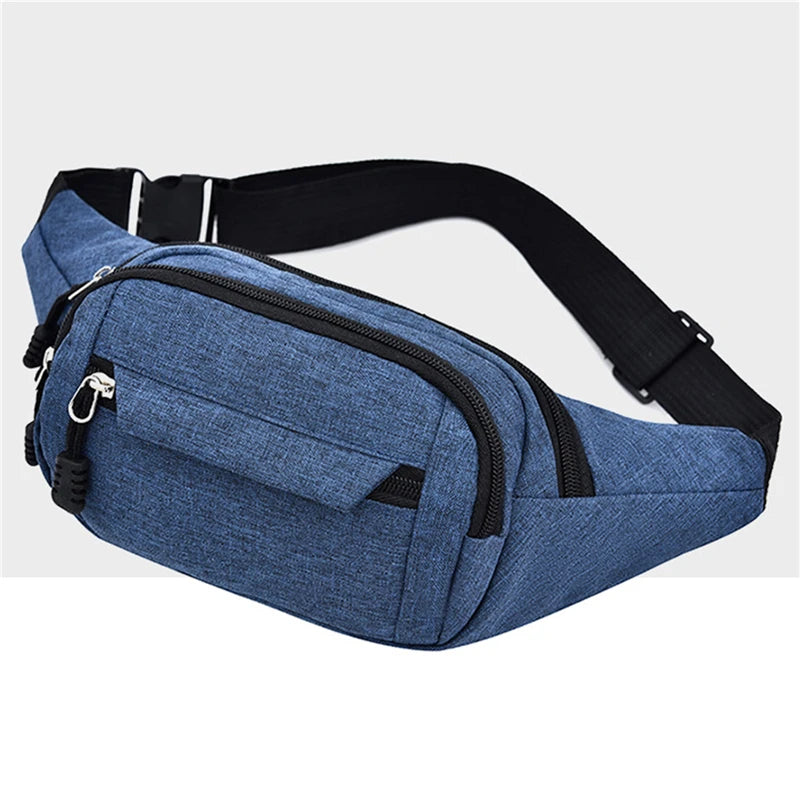Water-resistant Waist Packs - Outdoor Sports Bag - Unisex - Canvas Pouch - Fanny Pouch - Solid Color - Zipper Crossbody Bag
