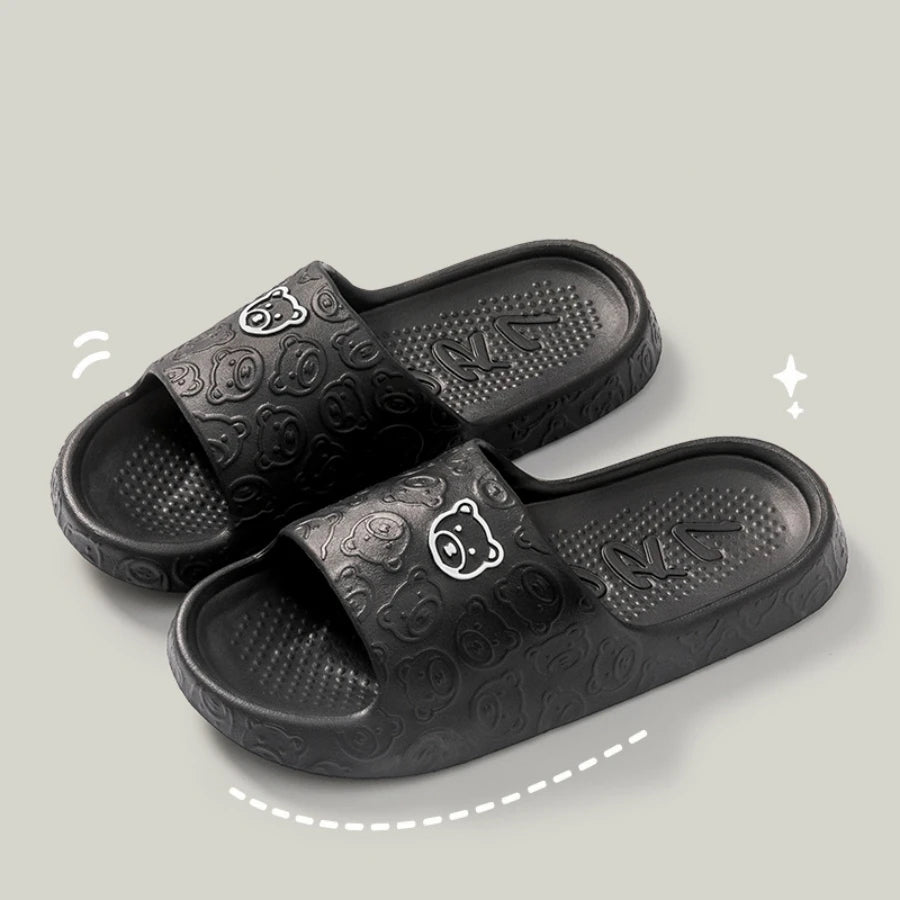 Women's Soft Sole Cartoon Bear Print EVA Slides