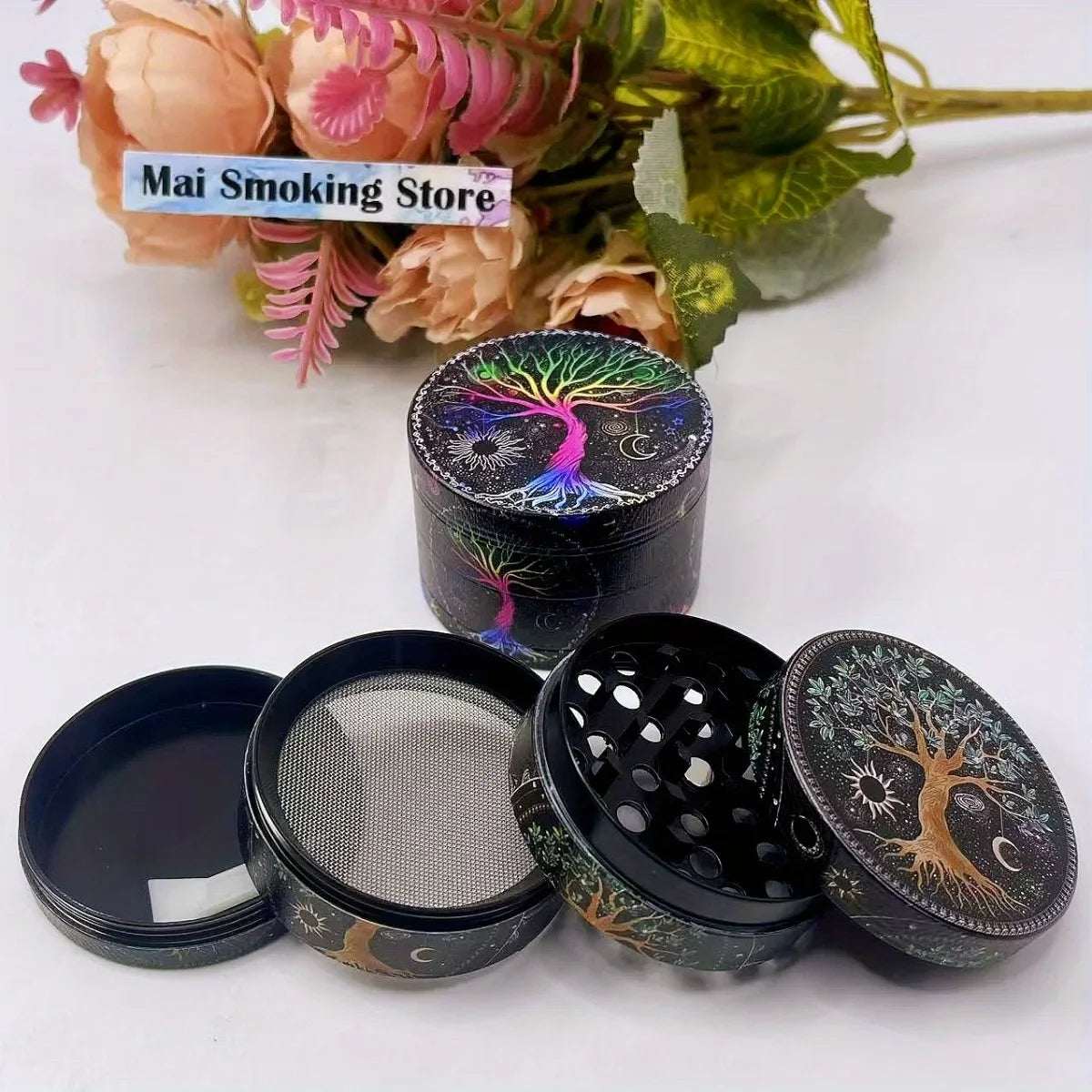 2/2.5 inch Boho Tree Metal 4-Layer Herb Grinder