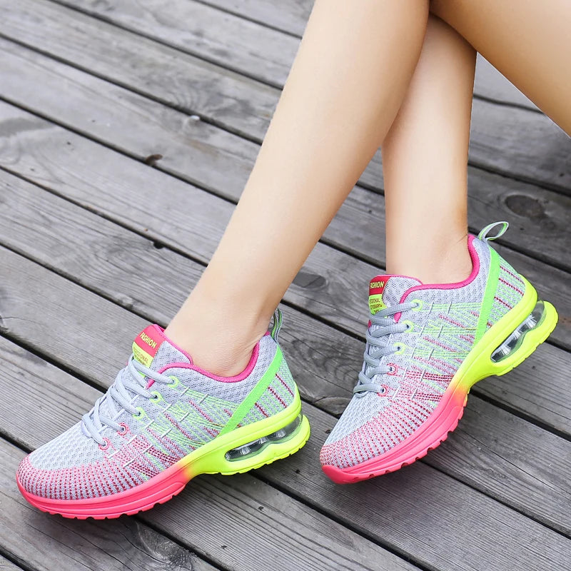Women's Lightweight Air Cushion Sneakers - Air Running Shoes - Breathable Outdoor Sneakers - Comfortable Sports Training Shoes