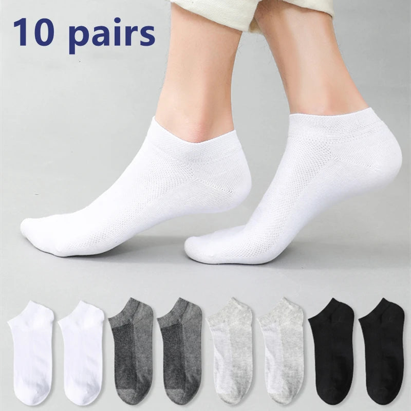 30 - 10 - 6 - 5 - 4 - 3 pairs - Men's Cotton Breathable Comfortable Ankle Socks