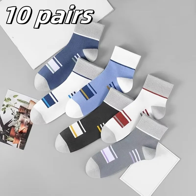 14 - 10 - 5 - 4 - 3 pairs - Men's Crew, Quarter Crew, and Ankle Socks Cotton Socks for All Seasons - Solid Color and Versatile