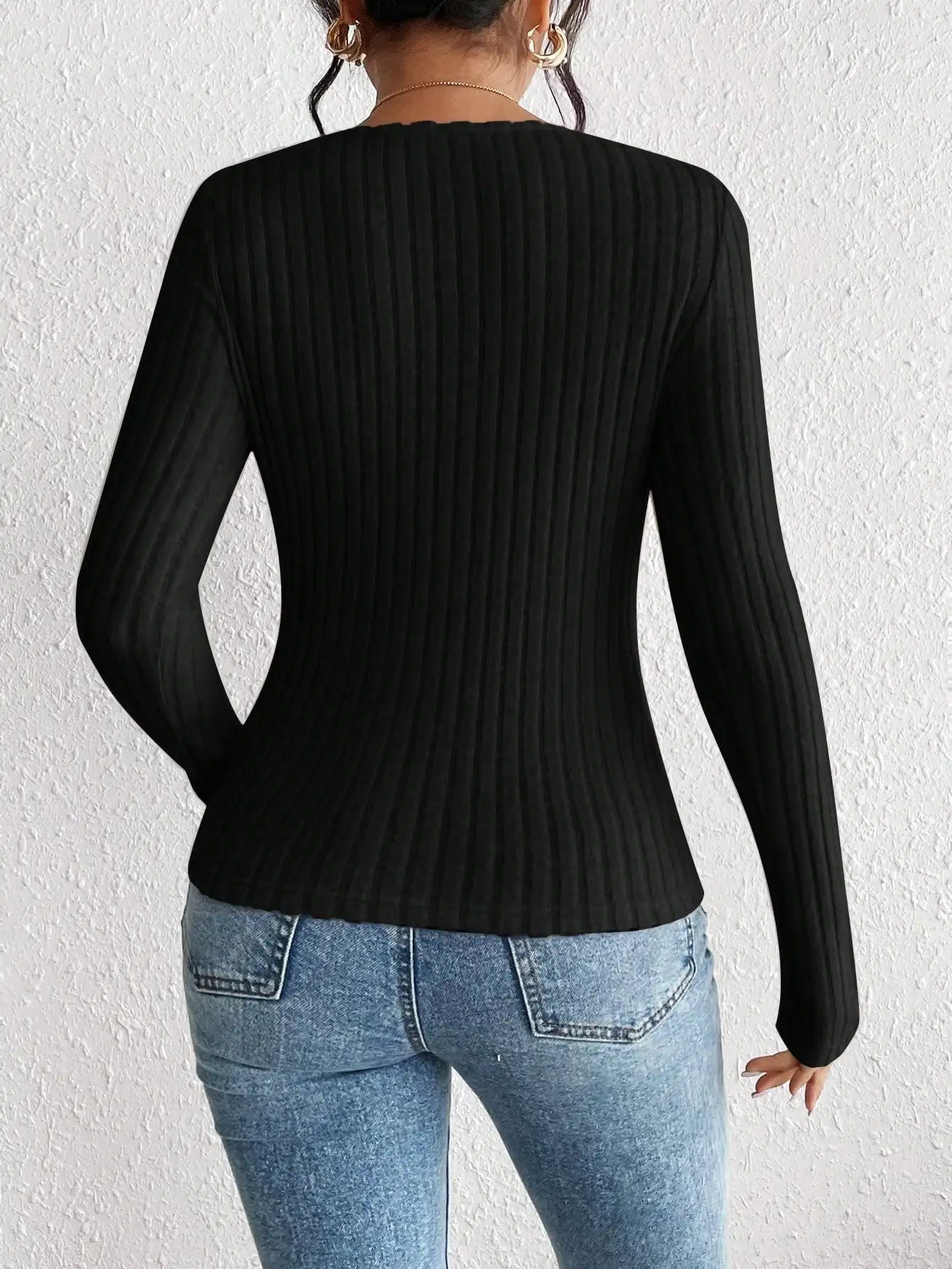 Women's Knitted Long-sleeved T-shirt