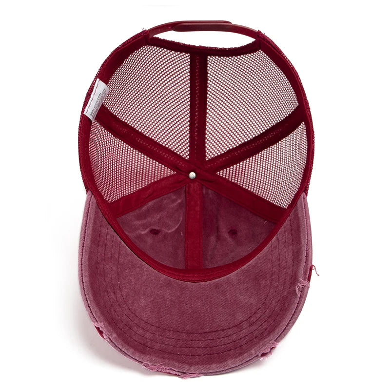 Outdoor Mesh Baseball Cap - Summer Casual - Washed - Sun Visor - Hip Hop Cap Adjustable For Snapback