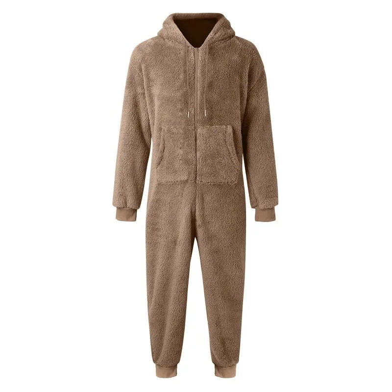 Men's Sleepwear Jump Suit - Plush Thermal One-piece Pajamas