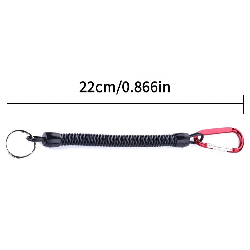 5pcs Fishing Lanyards - Tactical Retractable Spring Elastic Rope With Carabiner - Camping - Anti-lost Phone Keychain - Fishing Rope