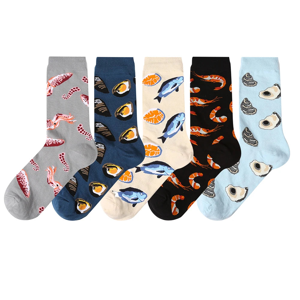 5 pairs - New Men's and Women's Cotton Socks - Casual Colorful Socks - Crew Socks - Street Skateboard Socks - Happy, Funny, Harajuku, Sox, Meias